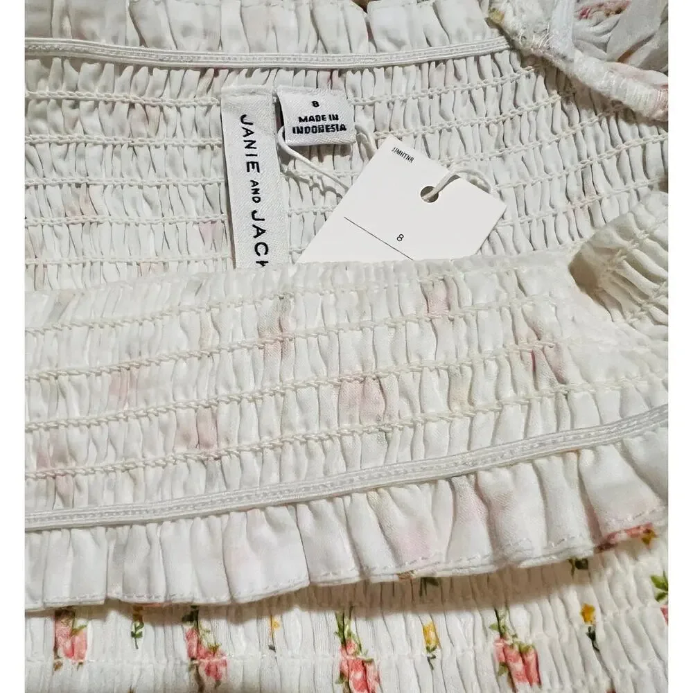 NWT❤️Janie and Jack The Grace Floral Smocked Puff Sleeve Dress sz8